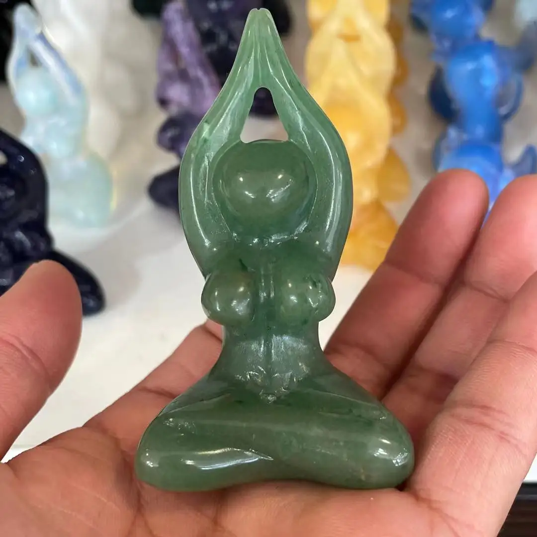 

Natural Donglin jade carving crystal Yoga goddess statue healing crystal feng shui aesthetics room decoration Reiki gift