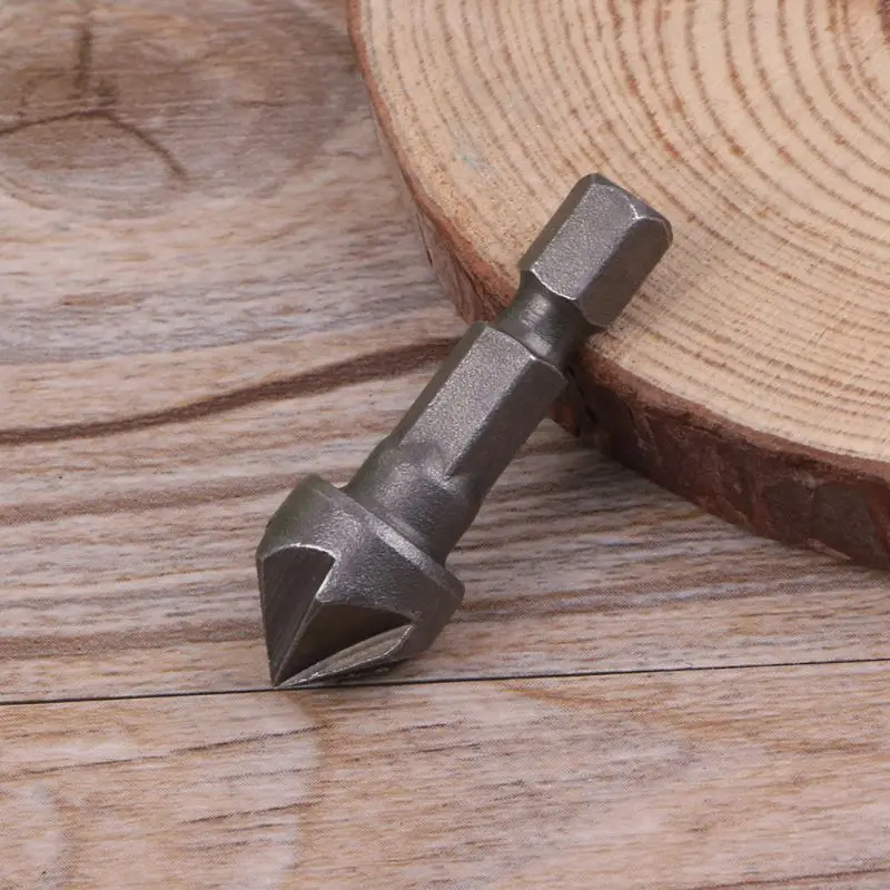 

Drill Bit, 6 Flute Countersink Drill Bit 90 Degree Point Angle Chamfer Cutting Woodworking Tool