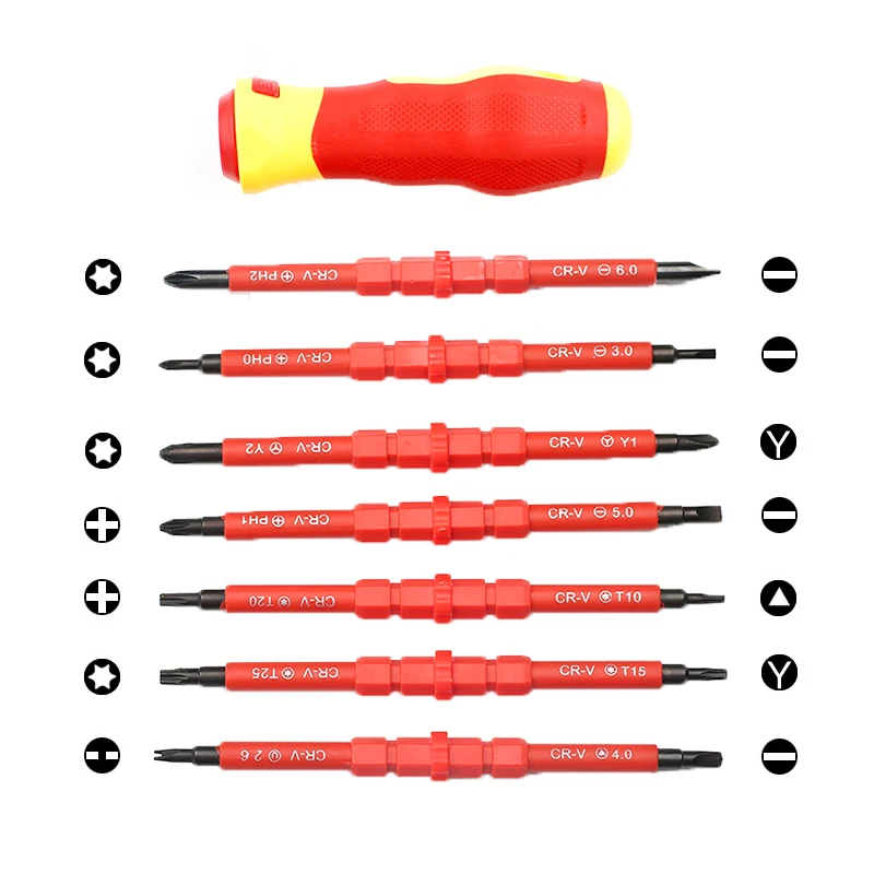 

Screwdriver Set Hand Tools Driver Bit Holder for Electrician Insulated Magnetic Slotted Destornillador Chave De Fenda