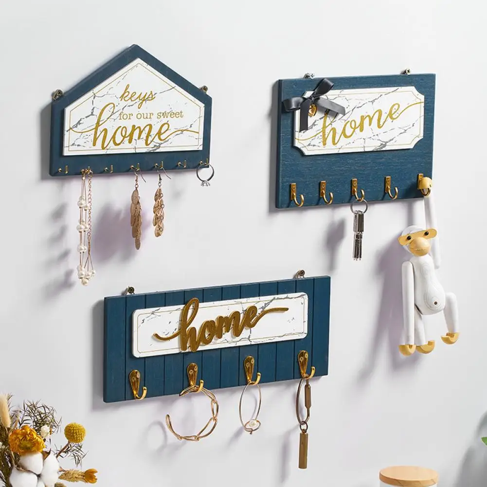 

Modern Wall Hanging Wood Key Hanger Holder Decorative Hooks Bedroom Door Back Room Rack Home Decoration Coat Hangers