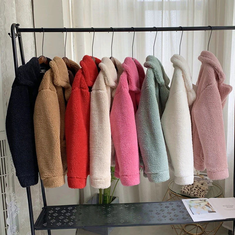 Розовый плюшевый мишка из искусственного ягненка куртка пальто женская верхняя