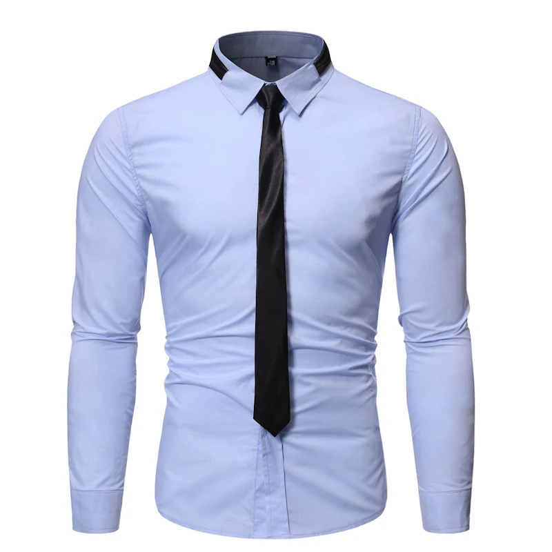 Мужская модная Повседневная рубашка с длинным рукавом индивидуальным вырезом и