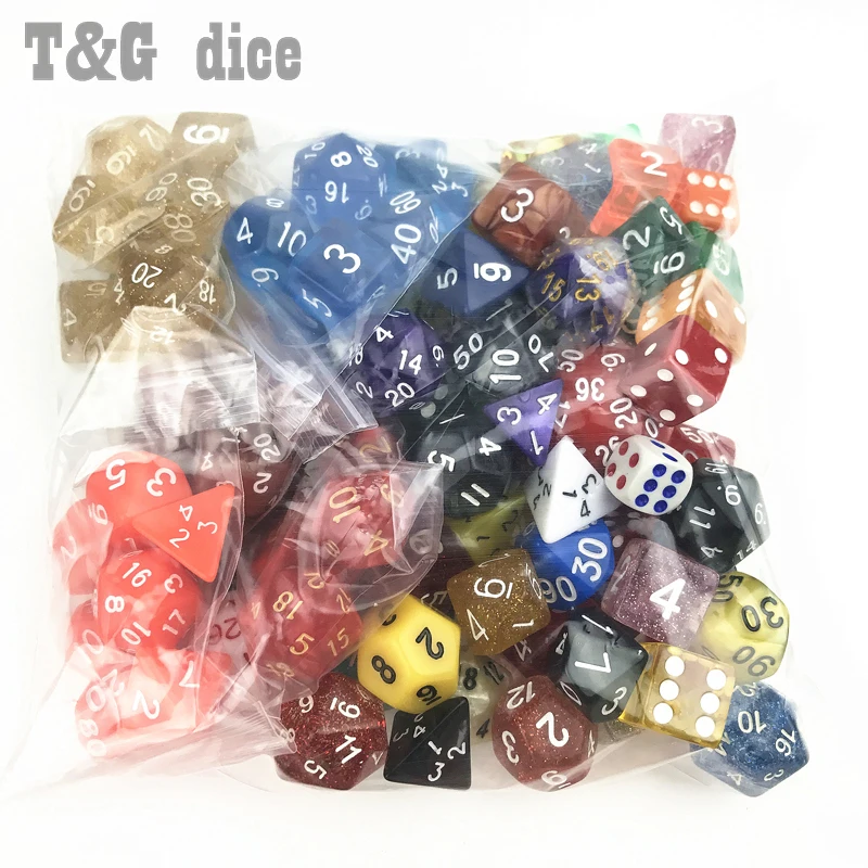 T & G оптовая продажа набор пластиковых многосторонних игральных костей 100