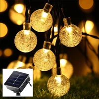50leds crystal ball solar light waterproof solar led string fairy lights auto sensing for garden lawn garlands christmas decor