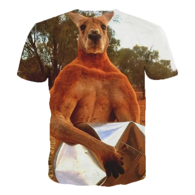 

Summer Men/Women Casual Short Sleeve Top 3D muscle Kangaroo Print T-shirt Fashion Shirt Plus Size