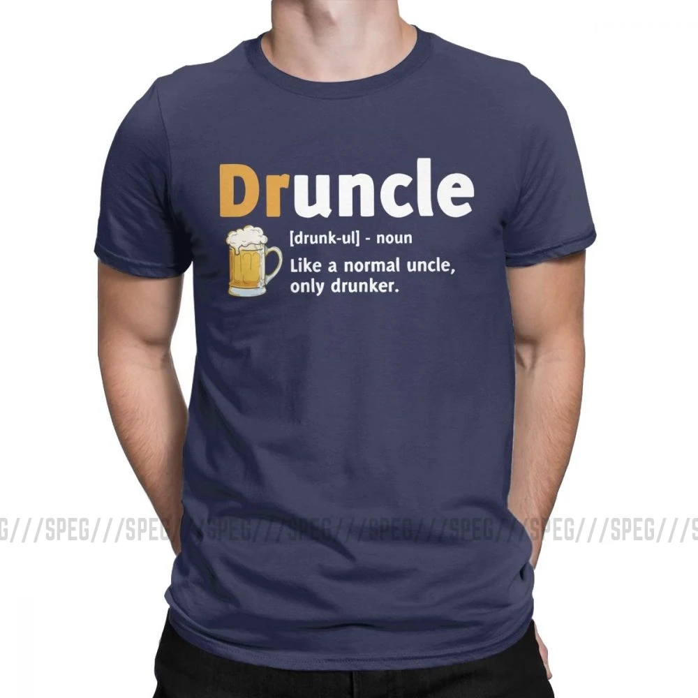 Druncle Drunkle Drunk Beer забавная футболка для мужчин с короткими рукавами, подарок для лучшего дяди, топы размера плюс, футболки, хлопковая футболка - Color: Navy Blue