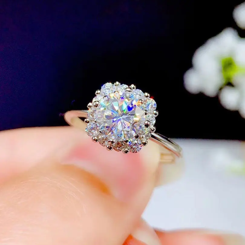 ZHHIRY настоящий Муассанит 925 Серебряное кольцо для женщин на свадьбу девочек 1ct 6 5