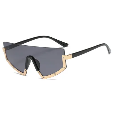 

One-Piece Sunglasses For Lovers Couples Conjoined Sunglasses New Fashion Street Shooting Irregular Frame Sunshade 2021 Style