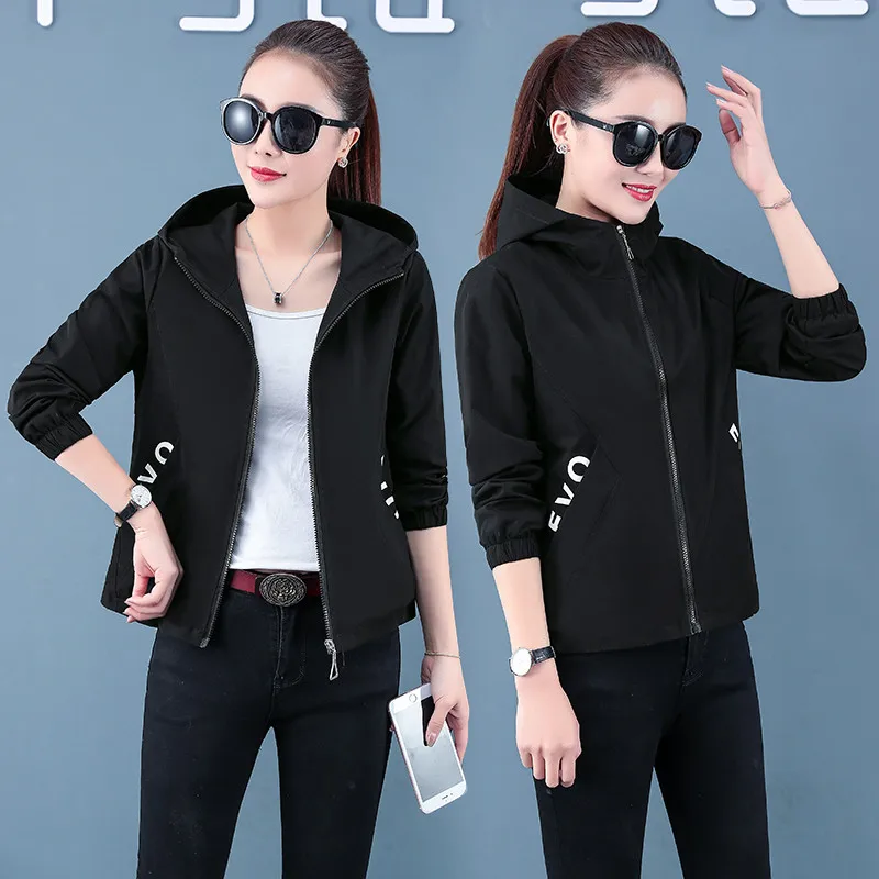

2020 Spring Autumn Women Jacket Fashion Zipper Hooded Coat Casual Outwear Female Windbreaker Loose Overcoats Plus Size 4XL P558