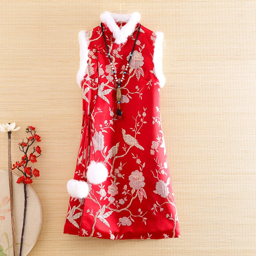 Женское платье Ципао без рукавов элегантное облегающее в китайском стиле с