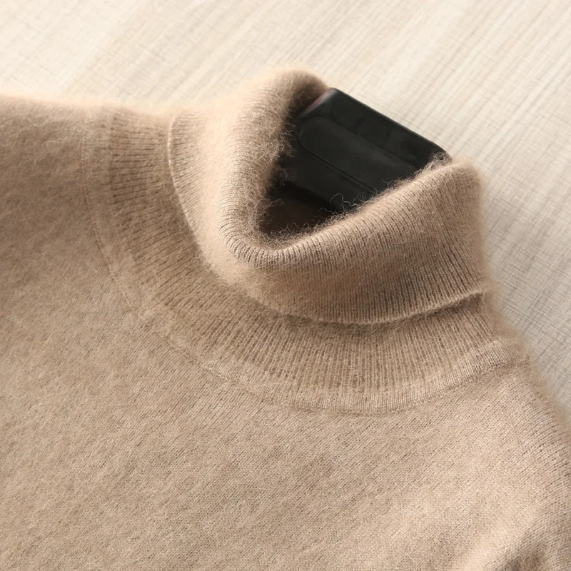 

Man Jumpers 100% Mink Cashmere Knitted Sweaters Hot Sale Soft Turtleneck Winter Thick Warm Jumpers 8Colors Men Sweater