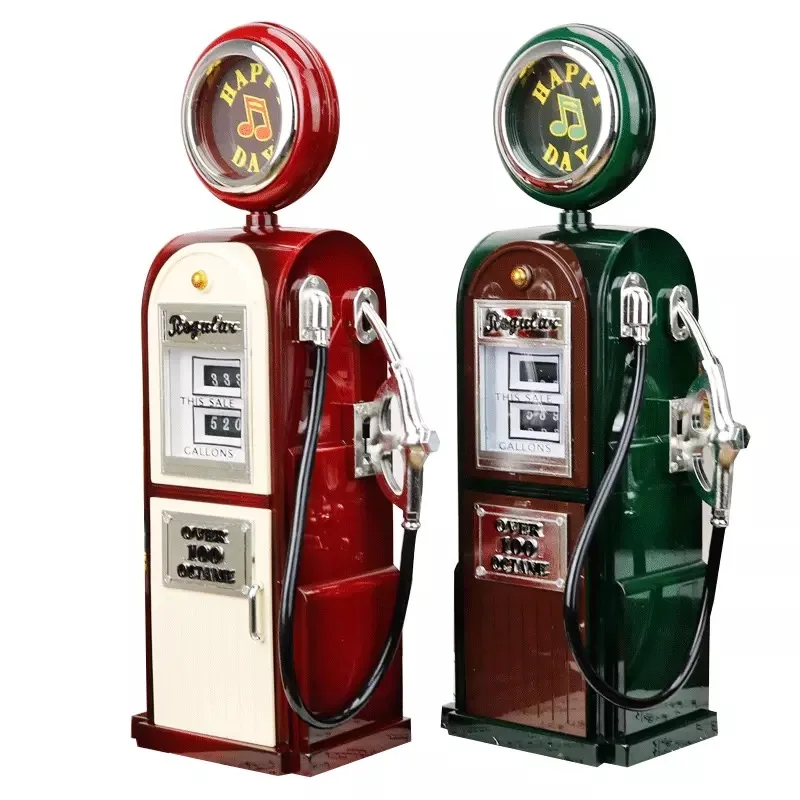

Retro Gas Station Hand Operated Music Storage Box Creative Music Box Birthday Gifts For Boys And Girls Home Decorate