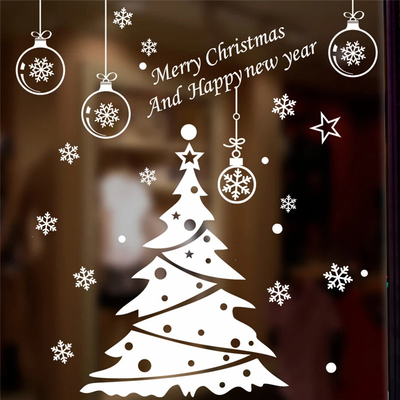 

2022 happy new year tree snowflake wall decals kids rooms shop window home decor merry christmas wall stickers vinyl posters