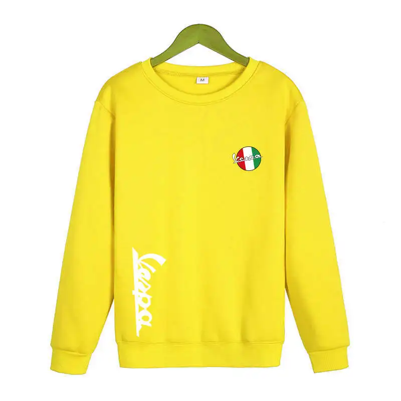 

2021 Spring Autumn New VESPA Logo Printed Men's Sweatshirt Pure Color Fashionable Personality All-Match Brand Sportswear