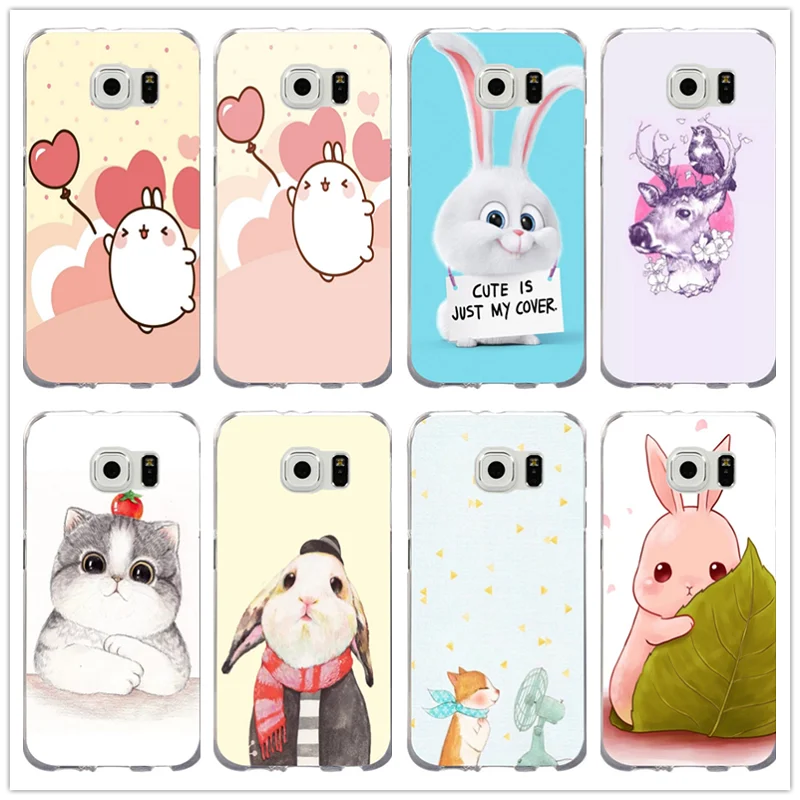Милый мягкий чехол из ТПУ с изображением милого кролика кота животных для Samsung
