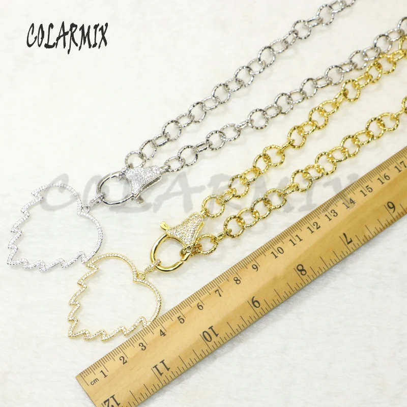

3Pcs Leaves Maple Zirconia pendant clasp pendant necklace pendant necklace wholesale metal Chain necklace 50484