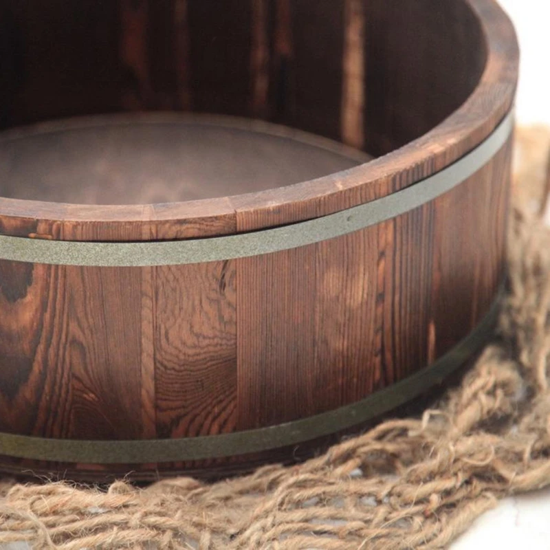 

Baby Photography Props Vintage Wooden Basin Round Shape Box Newborn Infants Photo Posing Shooting Accessory G2AD