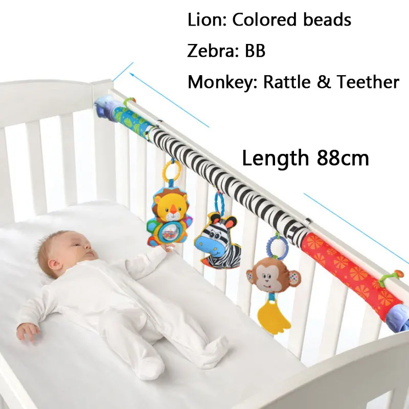0-2 Years Baby Bed Bell Crib Monkey Lion Zebra Hanging Toys Rattles Kids Mobile Plush Music Teether | Игрушки и хобби