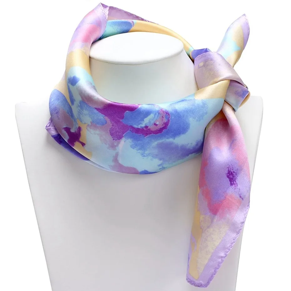 

Ink Floral 100% Silk Scarf Neckerchief Bandana 21"x21"