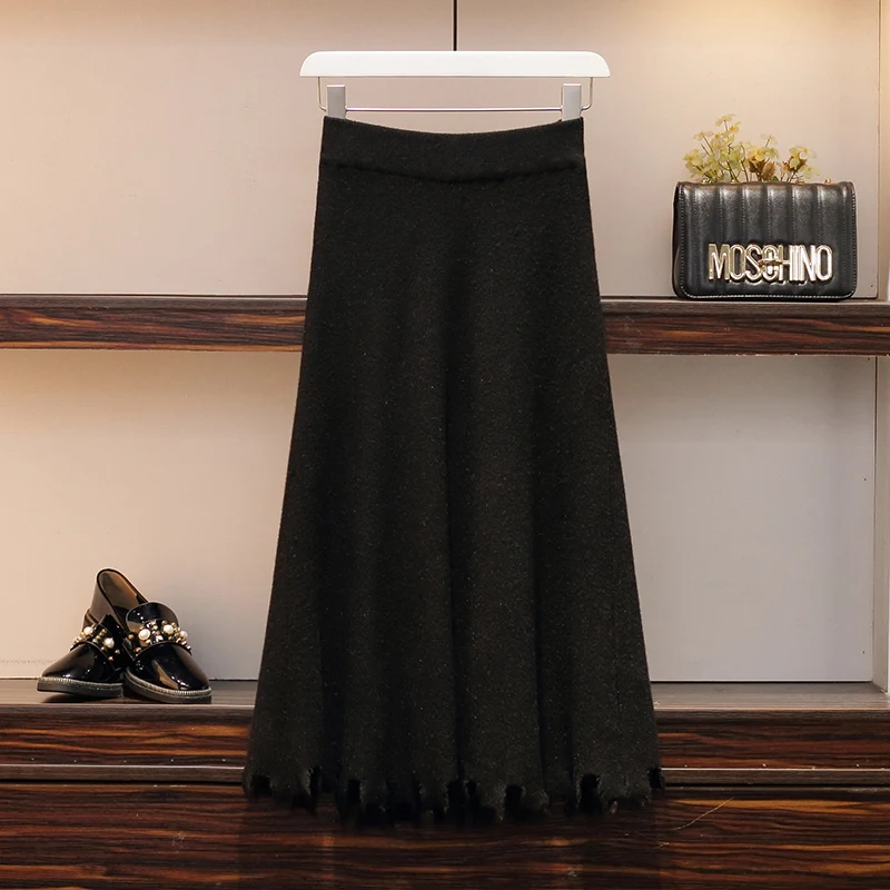 

big yards western style women's new winter younger sister sweater black long pleated skirt woman two pcs clothing set suits