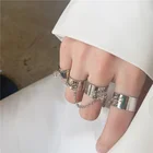 Многослойный Регулируемая цепь четыре открытые, кольца на палец в стиле панк хип-хоп для кольца сплава человек поворот кольца для Для женщин вечерние подарок