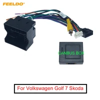 feeldo car audio 16pin andriod player power calbe adapter with canbus box for volkswagen golf 7 skoda stereo plug wiring harness