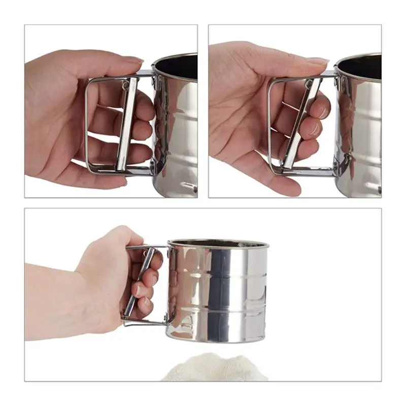 

Handheld Baking Cake Tool Stainless Steel Hand Flour Powder Mesh Cup Sieve ShakerflourThe kitchenfilter