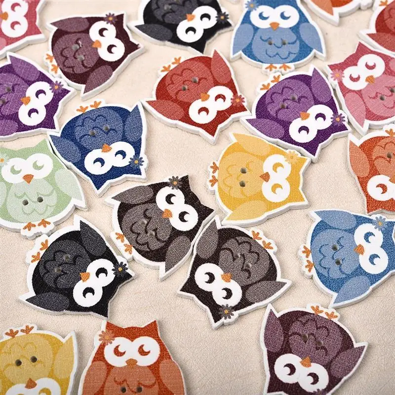 50 шт. в лоте деревянная швейная Кнопка Скрапбукинг Одежда DIY Декор Сова разные на