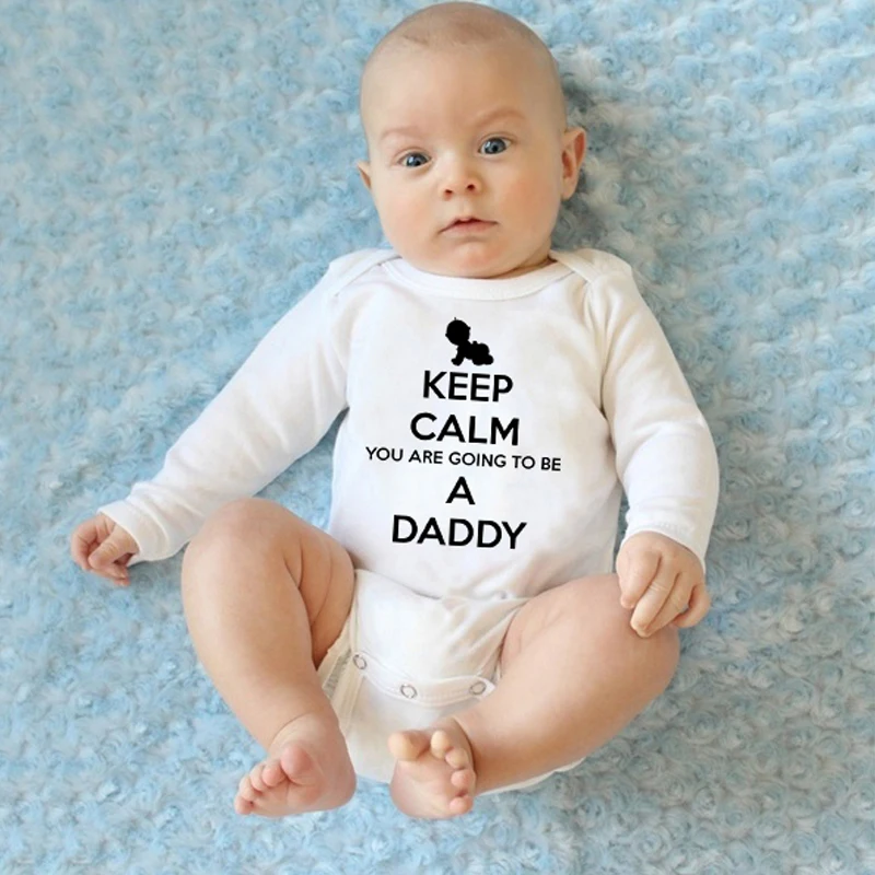 Боди детское хлопковое с длинным рукавом надписью Keep Calm You Going To Be A DAD Newborn Baby|Боди