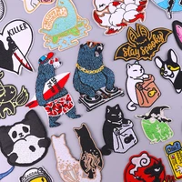 bear applique patch embroidered patches for clothing diy iron on patches animal patches for clothing sew stickers badges stripe