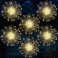 firework string light waterproof ac220v warm whitergb star copper wire fairy light 8 mode decoration string light