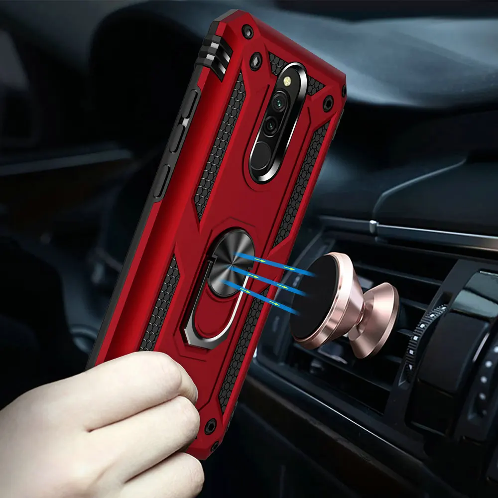 Redmi8 Redmi 8A 8 A задний Чехол металлическое кольцо Автомобильный держатель для
