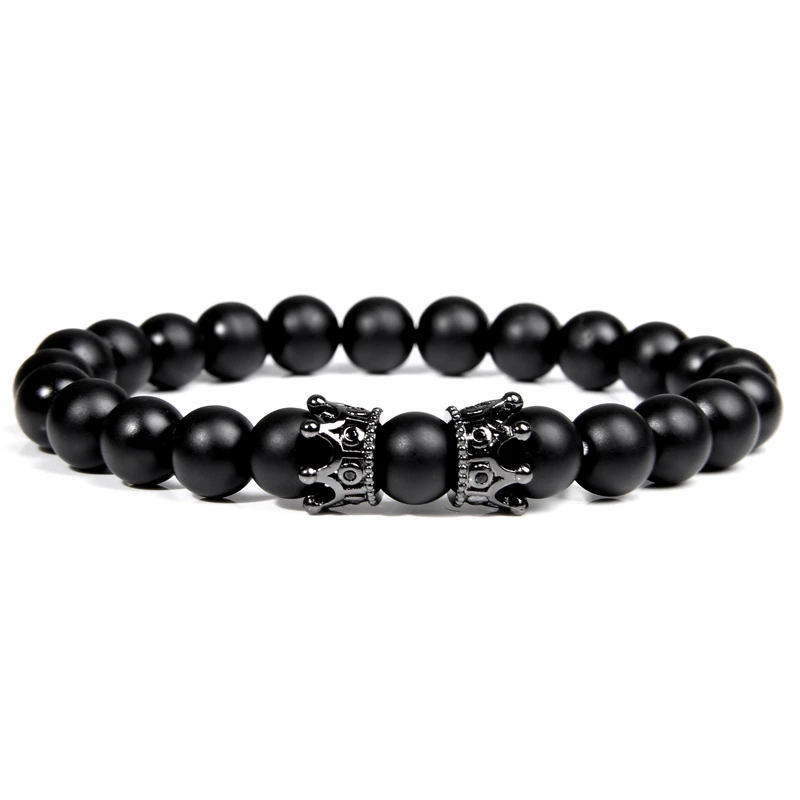 Натуральный камень браслет оникс бусины в форме двойного конуса красивые микро