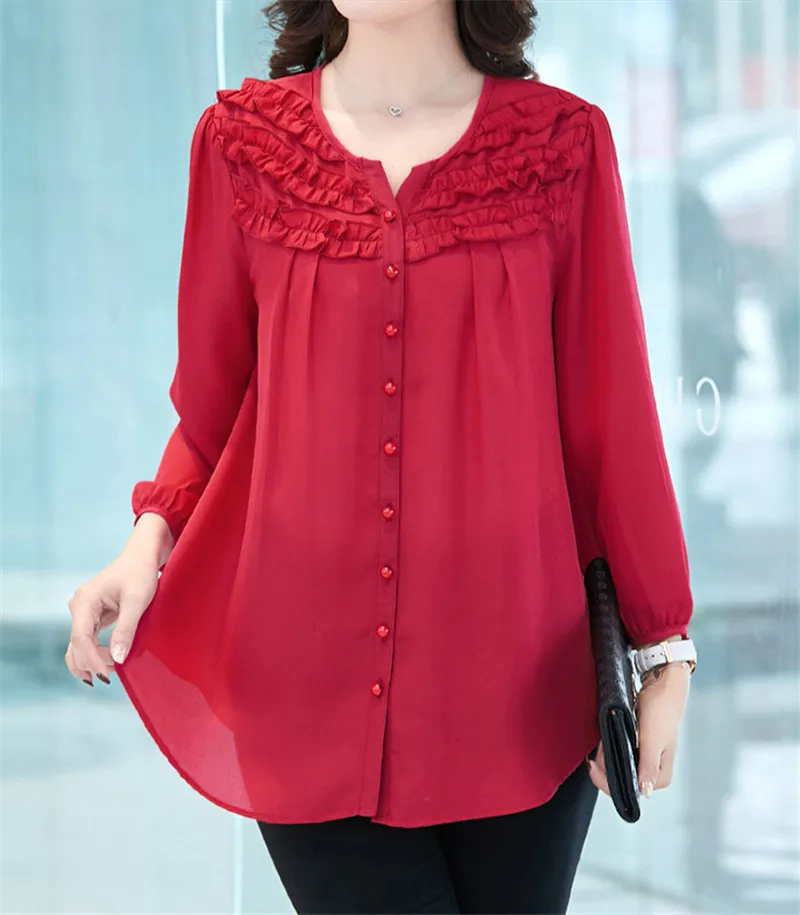 

2021 Loose Chiffon Maternity Blouses Long Sleeve Nursing Tops Shirts for Pregnant Women Blouses Pregnancy Clothings Plus Size