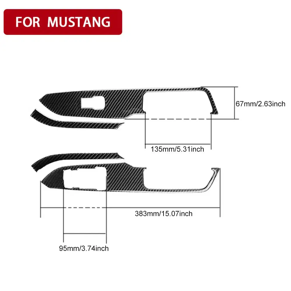 

Car Window Control Switch Stickers Carbon Fiber Panel Decor Frame Cover for Ford Mustang 2015 2016 2017 Car Styling Sticker