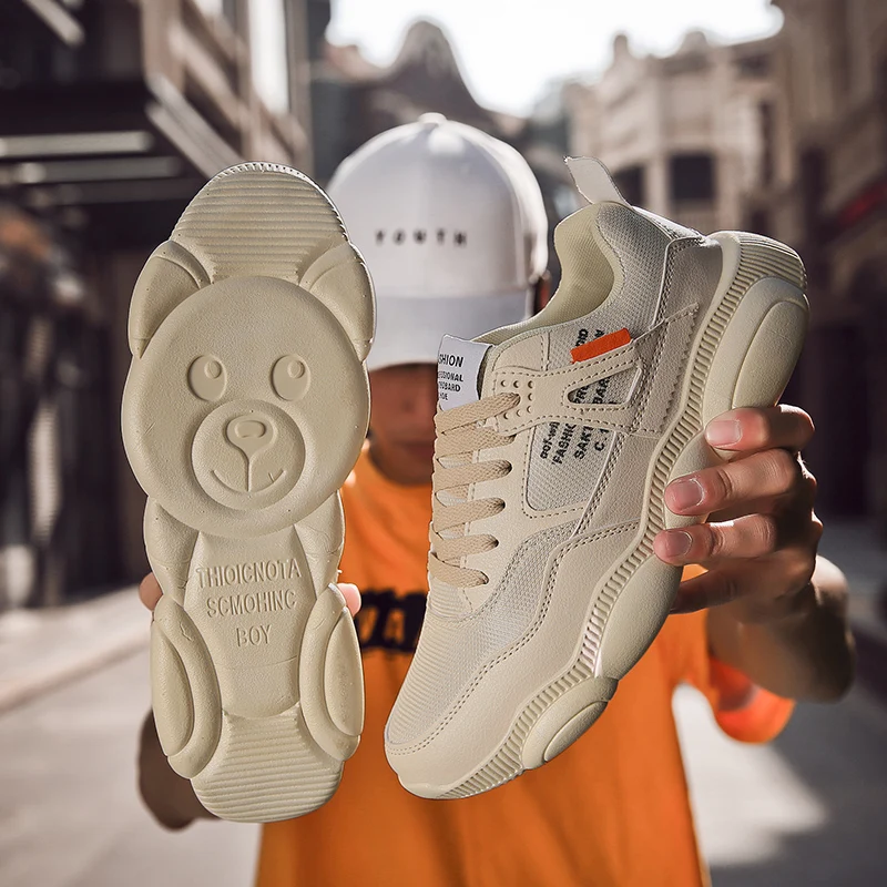 2019 новая сетчатая обувь с красным медведем Мужская Весенняя Корейская версия