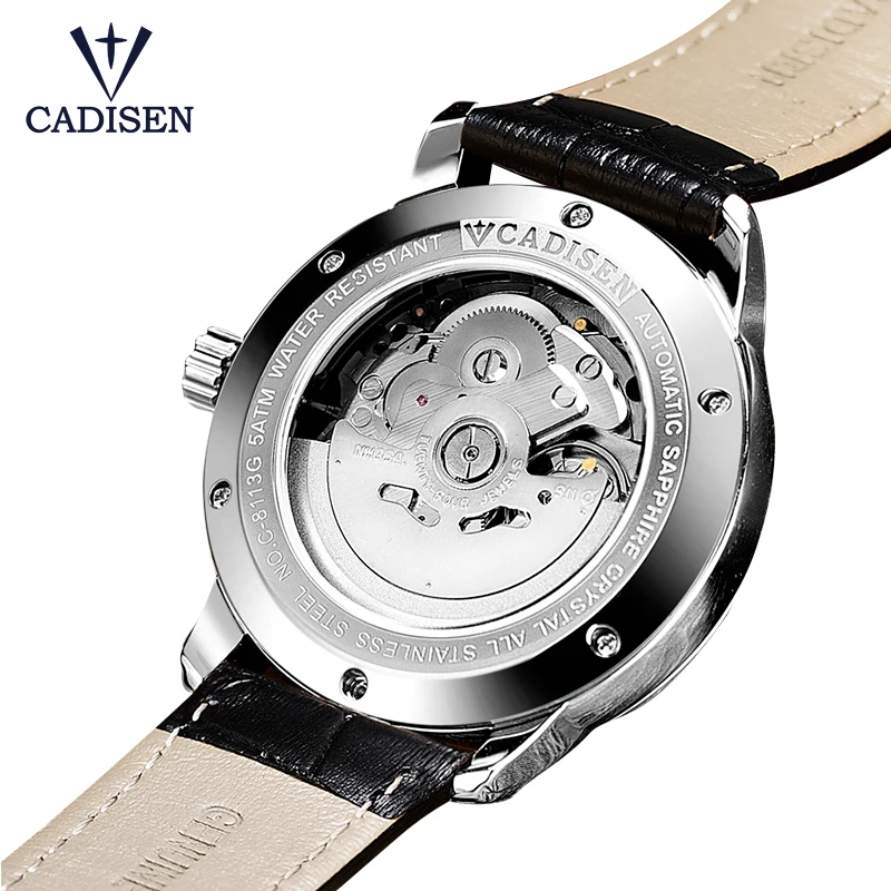 Мужские механические часы CADISEN C8113 мужские автоматические 10000 атм наручные 316L с