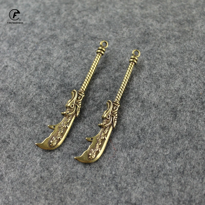 Старинное китайское оружие медный нож с головой дракона твердая латунь
