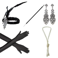 black 1920s accessories set great gatsby flapper costume for women headband gloves cigarette holder necklace bracelets