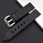 Ремешок ручной работы из коровьей кожи для наручных часов, черный браслет из натуральной кожи, Простроченный браслет для часов, 20 мм 22 мм 24 мм 26 мм