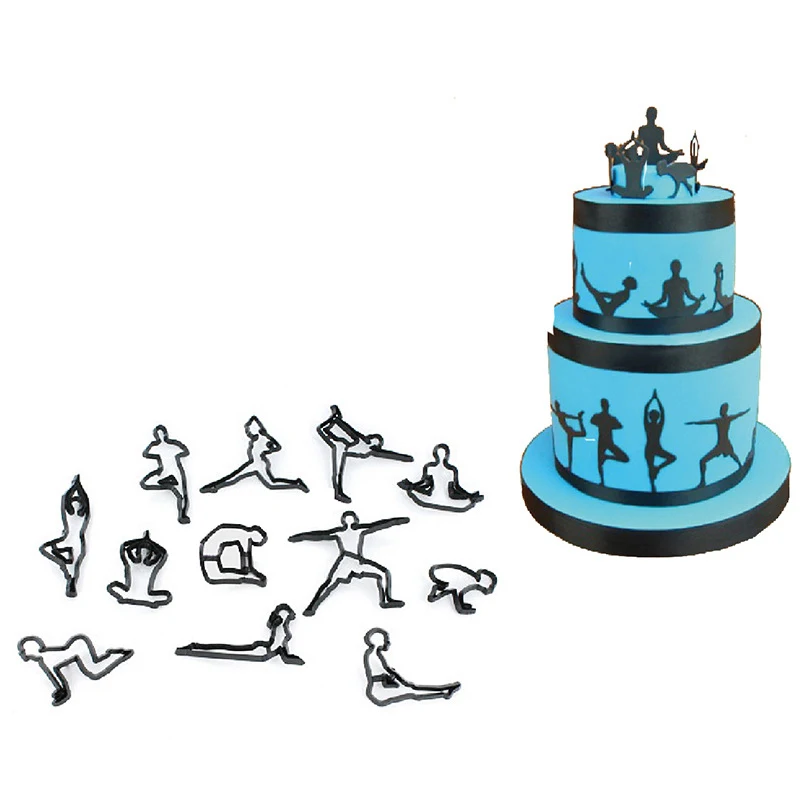 12 шт./компл. форма для резки печенья йоги помадки кекса шоколадной печати формы