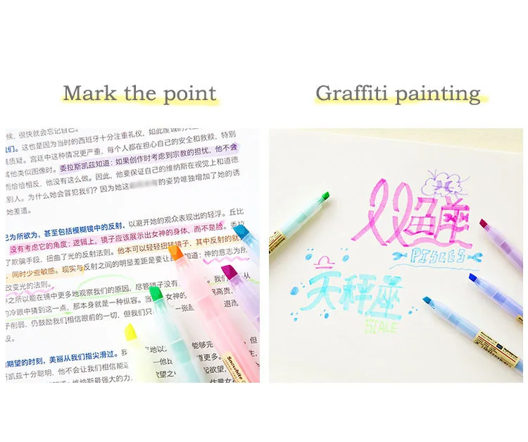 JIANWU 10pcs/set soft pastel ended highlighter pen Fluorescent pen kawaii Mild liner DIY School supplies Office Stationery