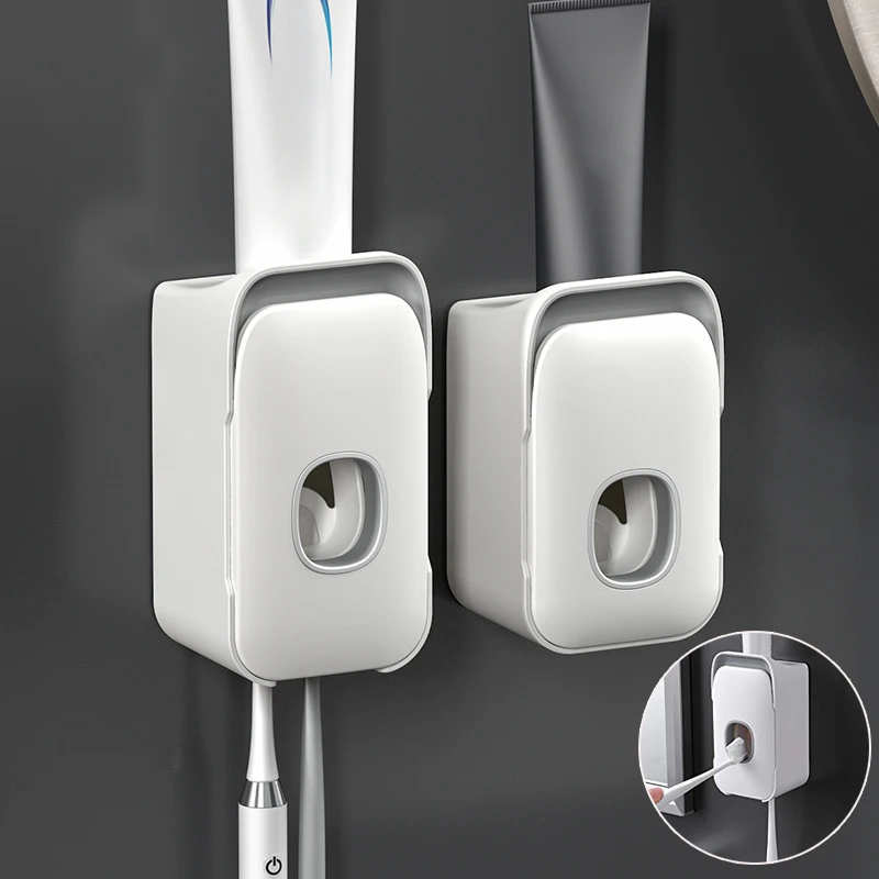 

2-in-1 Automatic Toothpaste Dispenser Toothbrush Holder Suction Wall Mounted Hands Free Toothpaste Squeezer L23