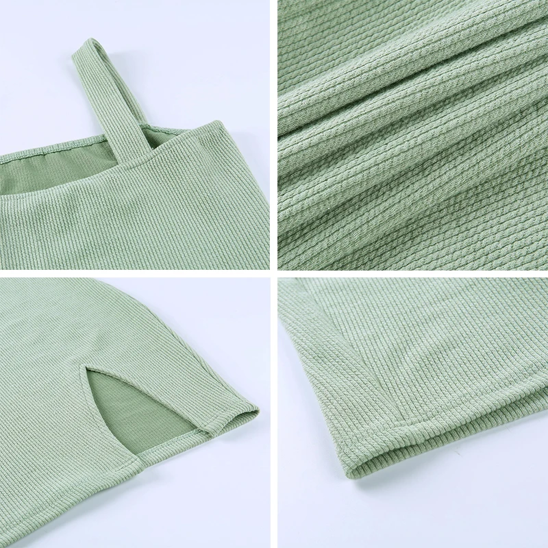 Женское облегающее мини-платье FSDA черное Клубное платье на тонких бретелях без