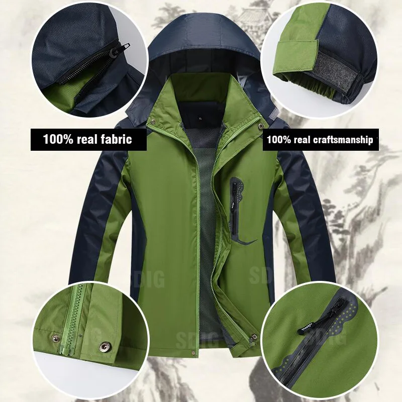 

Men Outdoor Hiking Jackets Waterproof Hooded Windbreaker Coat Men 2021 Autumn New Casual Jacket Tactics Military Jackets Men 5XL