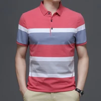 summer mens clothing color stripe striped polo shirt business casual polo shirt short sleeved plus size polo shirt