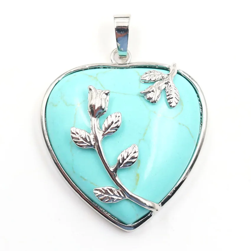 FYJS уникальный посеребренный цветок в форме листа аметист любовь сердце подвеска