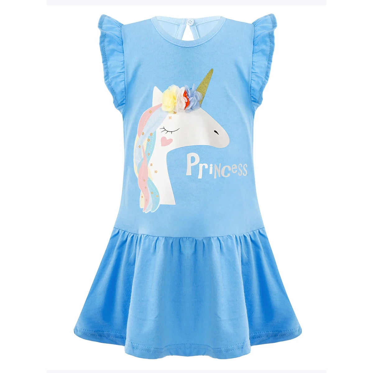 

New Summer Baby Girl Princess Dresses Kids Cotton Sleeveless Cute Cartoon Letters Printed Party Dress For Girls Casual Clothes