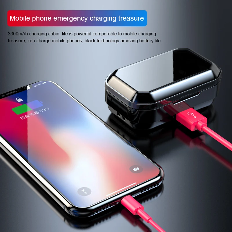 9D стерео G02 TWS 5,0 Bluetooth наушники беспроводные наушники IPX7 водонепроницаемые наушники 3300 мАч светодиодный умный внешний аккумулятор держатель для телефона