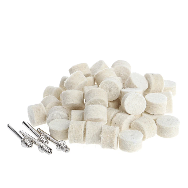 

50 Pcs 13mm Wool Felt Polishing Buffing Wheel Grinding Pad + 4Pcs 3.15 mm Shank